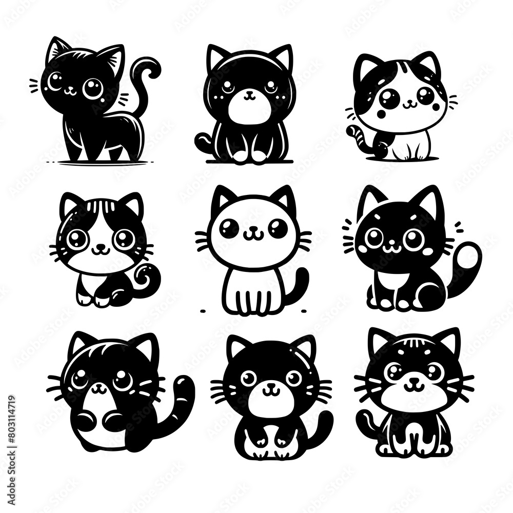 set of funny cat animals