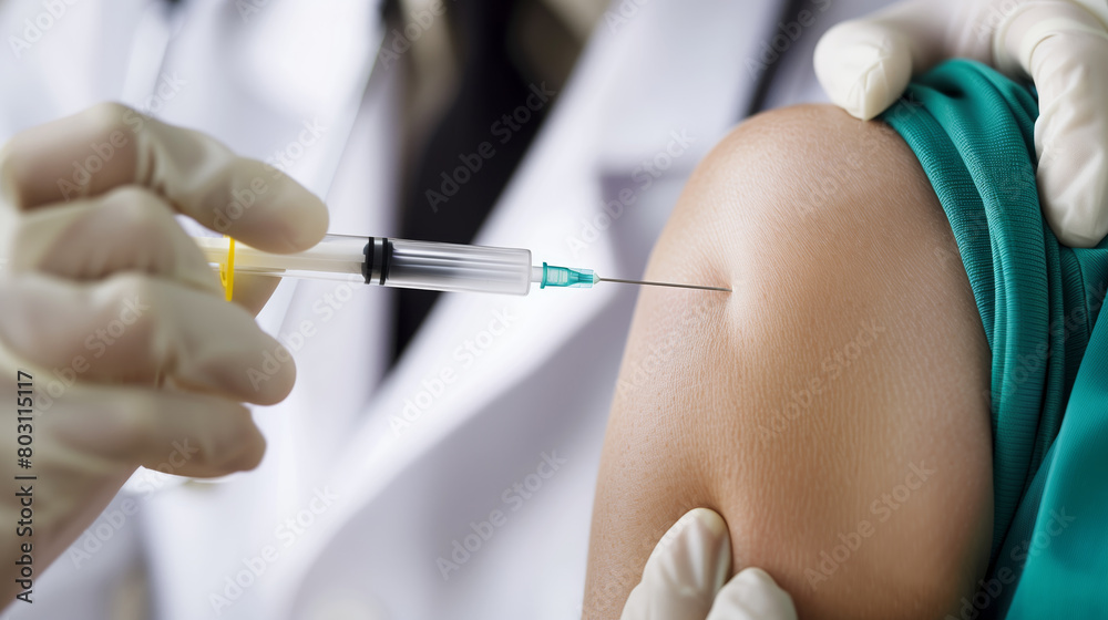 a patient being vaccinated by a doctor a patient being vaccinated by a doctor