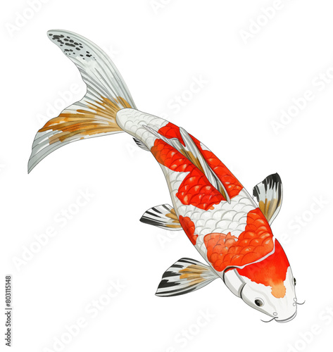 koi carp fish watercolor digital painting good quality
