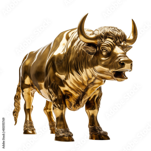 Golden Buffalo statuette. PNG, transparent background