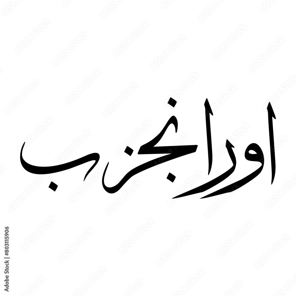 Aurangzeb Muslim Boy Name Sulus Font Arabic Calligraphy Stock Vector