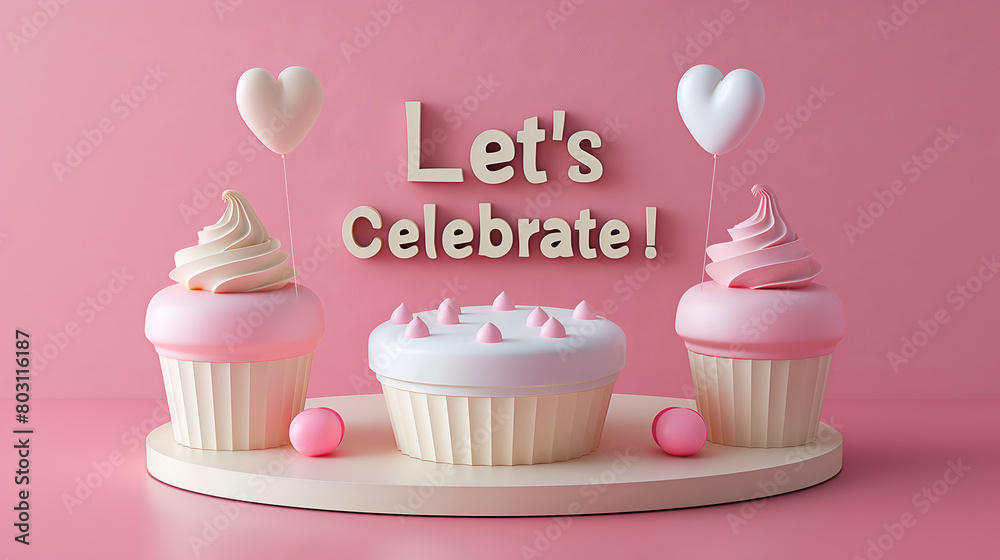 Let’s celebrate illustration with cake for Christmas, birthday or holiday celebration, AI generation Let’s celebrate illustration with cake for Christmas, birthday or holiday celebration, AI generation