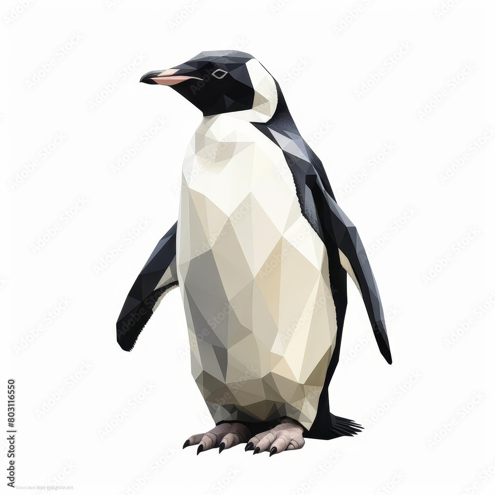 Obraz premium Penguin polygon in black and white geometry.
