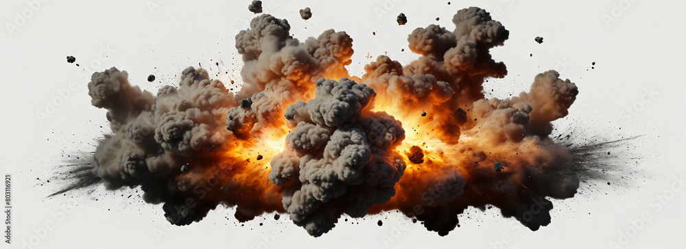 Explosions Isolated on a White Background. ai generated
