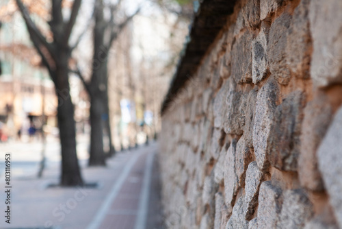 View of the old traditional stone wall in Deoksu Palace photo