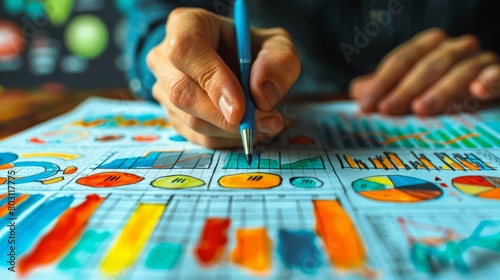 A person drawing graphs and charts on a piece of paper.