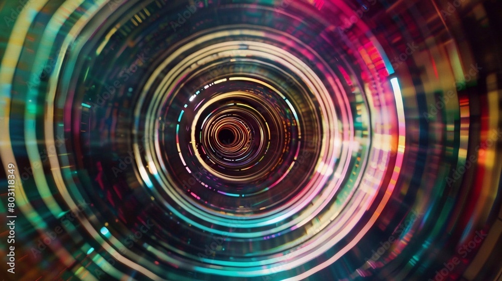 view from a side a spiral light tunnel on a spacey pitch-black background view from a side a spiral light tunnel on a spacey pitch-black background