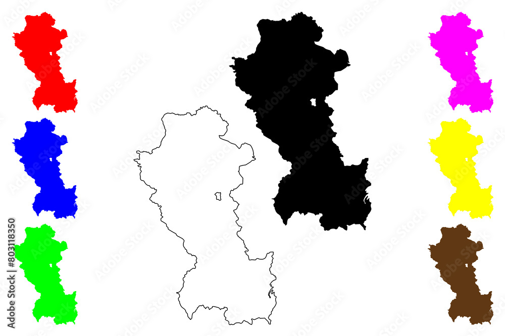 Obraz premium Potenza province (Italy, Italian Republic, Basilicata or Lucania region) map vector illustration, scribble sketch Province of Potenza map