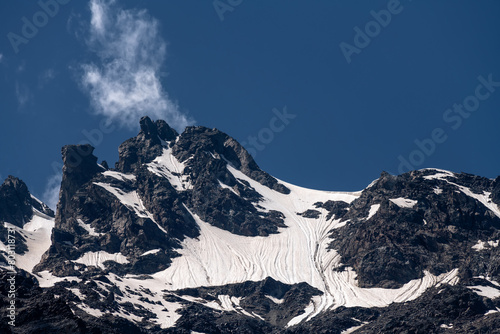 Skazsky glacier and the source of the mountain river Skazdon. The Tsey Gorge. Republic of North Ossetia — Alania, Alagirsky district, Russia photo