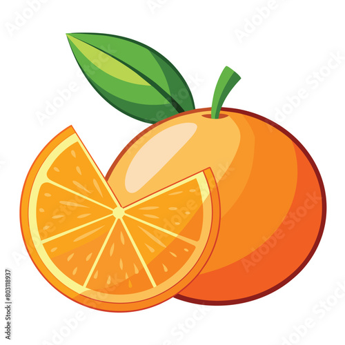 orange and slice vector illustration 