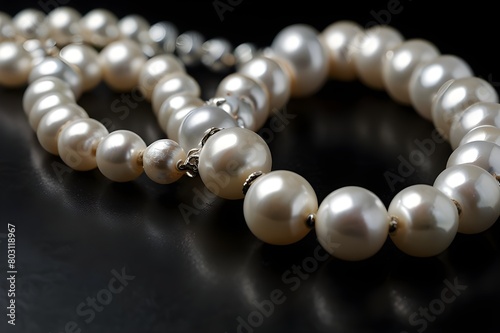 a pearl necklace on a dark background
