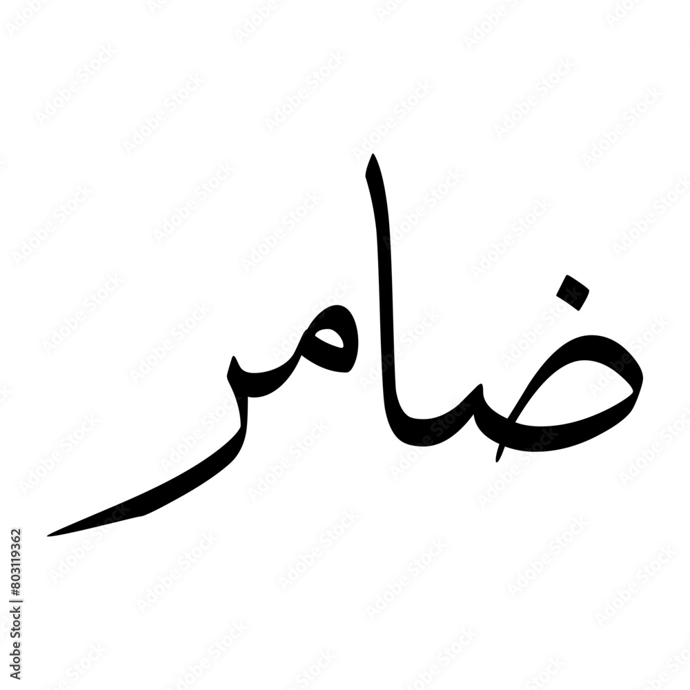 Fototapeta premium Dhaamir Muslim Boy Name Sulus Font Arabic Calligraphy