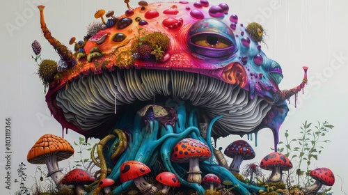 Artistic mushroom composition on fantasy theme