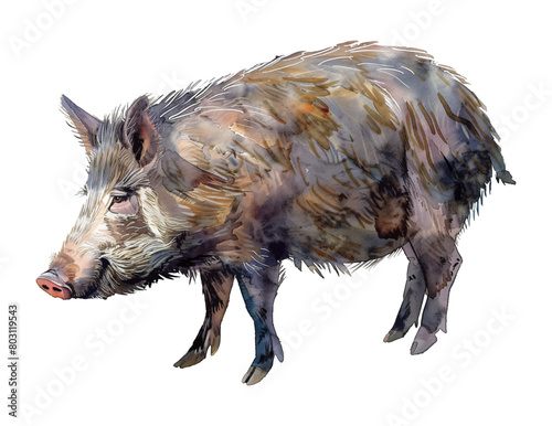 wild boar watercolor digital painting good quality