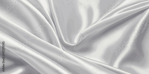 Background with luxury white wavy silk or satin. Fabric white silk wave texture for background.