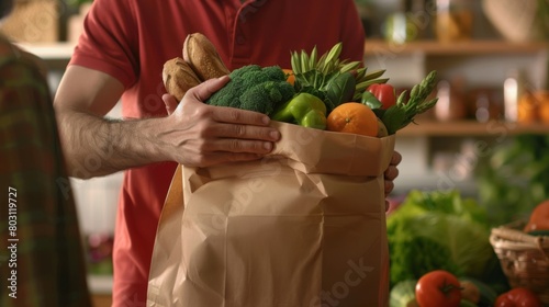 Man Holding a Grocery Bag photo