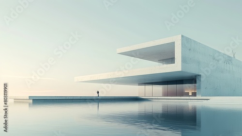 Minimalist Architecture Artistic Expression: An illustration demonstrating how minimalist architectural designs
