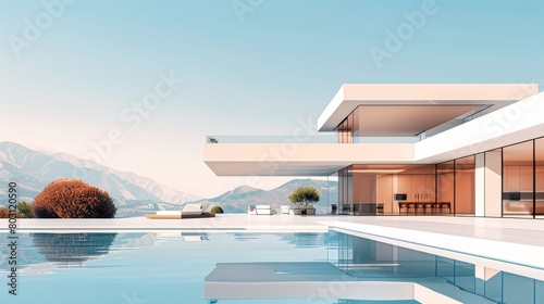 Minimalist Architecture Timeless Elegance: An illustration highlighting the timeless elegance of minimalist architectural © MAY