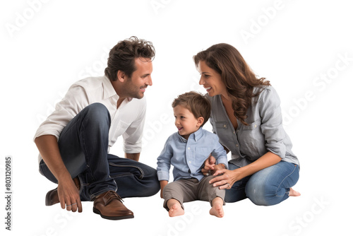 Family father mother son daughter kid studio photo white background