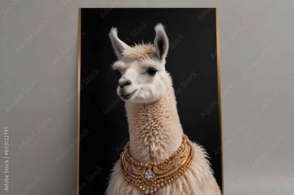Fototapeta premium imaginative animal notion. Isolated on a brilliant background, an advertising featuring a glamorous, high-end couture gown with copy space. birthday celebration invitation banner