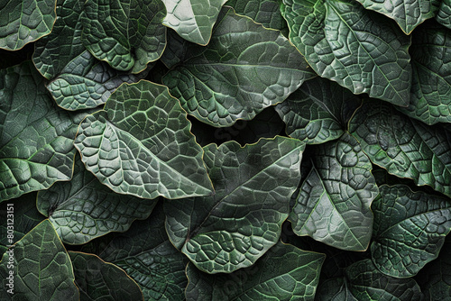 A detailed shot of bitter gourd tea leaves arranged in a decorative pattern, capturing their visual appeal. photo