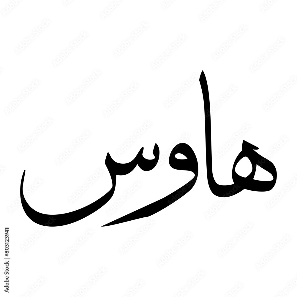 Fototapeta premium Hawas Muslim Boy Name Sulus Font Arabic Calligraphy