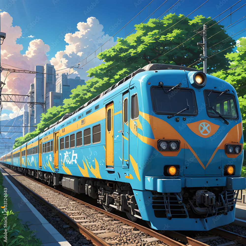 Obraz premium train on railway station