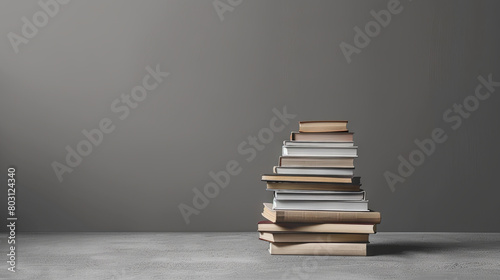 Stack of books for studying on isolated background