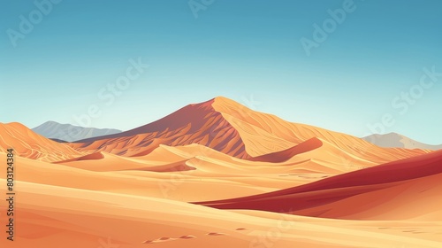 Minimalist Nature Desert: An illustration of a minimalist desert landscape