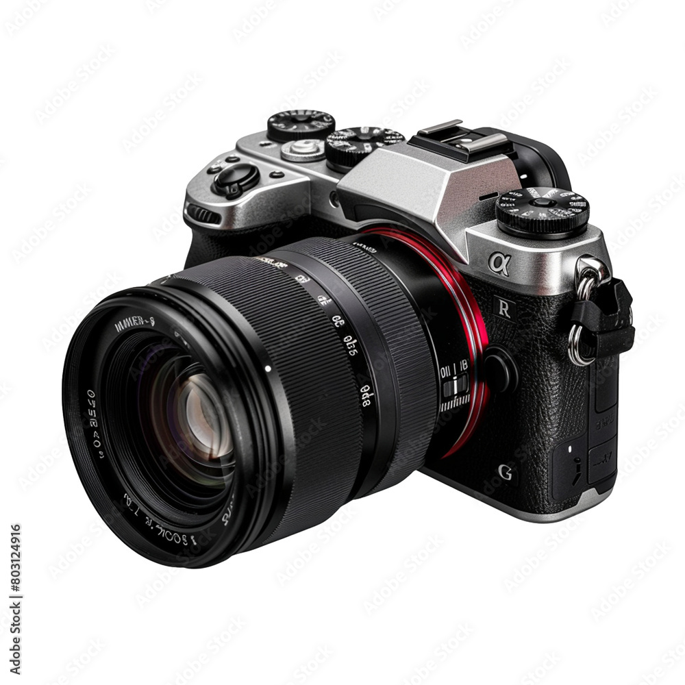 Fototapeta premium Png a professional camera with a wide-angle lens