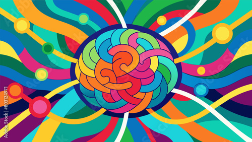 Vibrant lines and patterns weaving together showcasing the beauty in the different ways the brain is wired.. Vector illustration