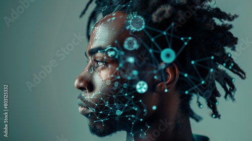 Man with Futuristic Digital Overlay photo