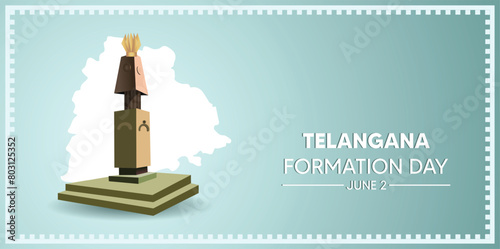 Telangana Formation Day 2nd June Telangana Martyrs Memorial vector poster