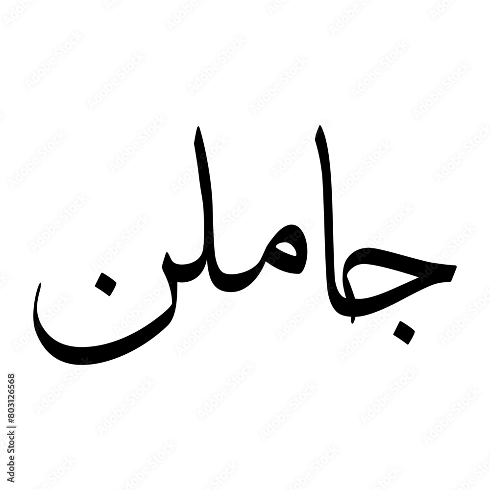 Fototapeta premium Jamiloun Muslim Boy Name Sulus Font Arabic Calligraphy