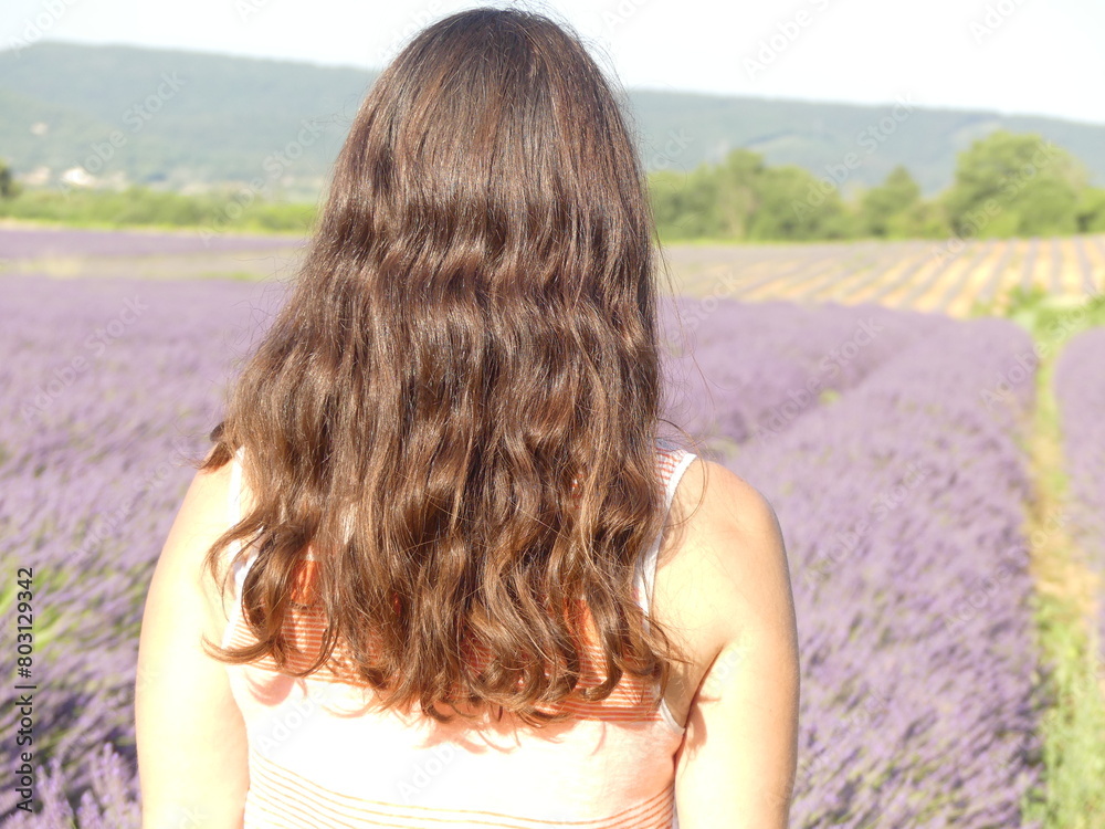 Jeune femme dans un champs de lavande Jeune femme dans un champs de lavande