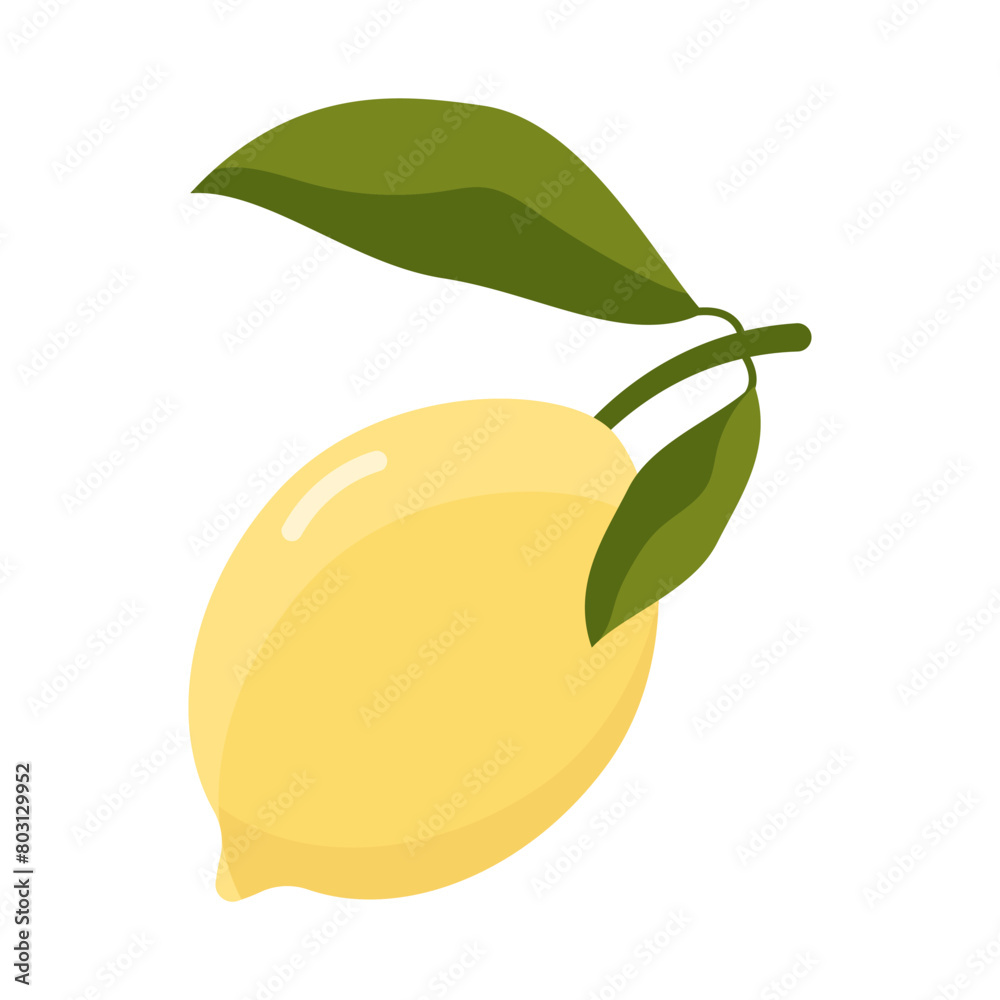 Lemon with leaves in flat style. Sour fresh fruit. Vector illustration. Lemon with leaves in flat style. Sour fresh fruit. Vector illustration.