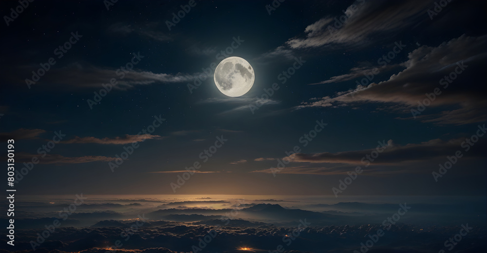 full moon over the clouds
