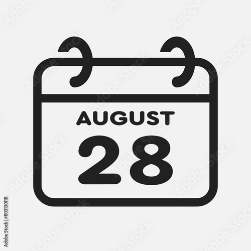 Icon page calendar day - 28 August