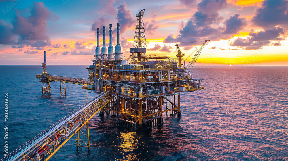 Oil and gas industry,Oil Rig at Sunset. Oil and gas industry,Oil Rig at Sunset.