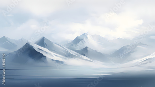 Endless snow capped mountains landscape abstract graphic poster web page PPT background