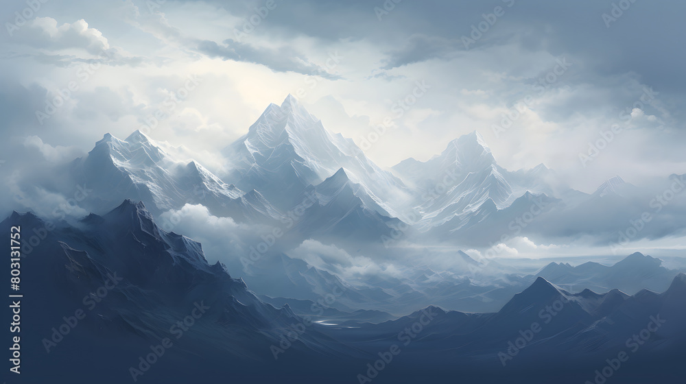 Endless snow capped mountains landscape abstract graphic poster web page PPT background Endless snow capped mountains landscape abstract graphic poster web page PPT background