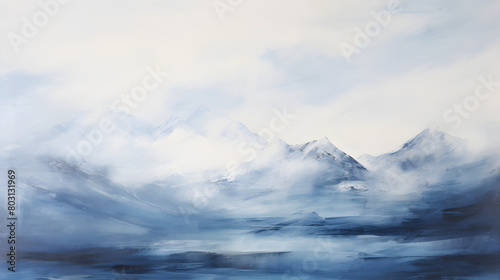 Endless snow capped mountains landscape abstract graphic poster web page PPT background