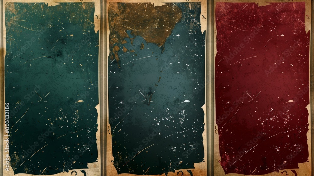 An elemental set of grungy banners in vintage colors with scratches.
