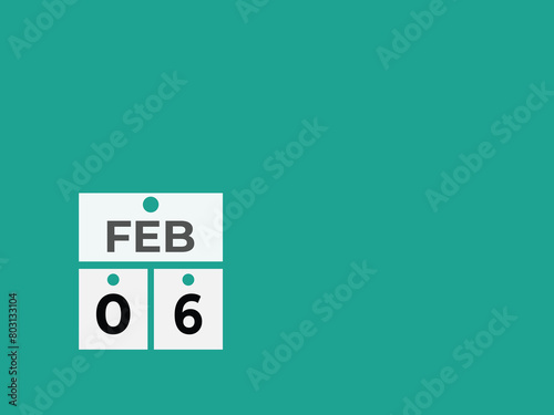 February 6 calendar reminder. 6 February daily calendar icon template. Calendar 6 February icon Design template. Vector illustration
