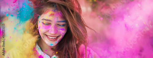 Color holi festival having fun with colorful powder is enjoy in the Holi festival India