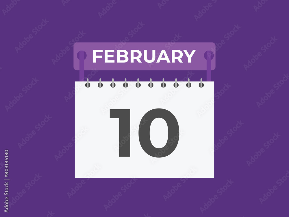 February 10 calendar reminder. 10 February daily calendar icon template. Calendar 10 February icon Design template. Vector illustration
February 10 calendar reminder. 10 February daily calendar icon template. Calendar 10 February icon Design template. Vector illustration