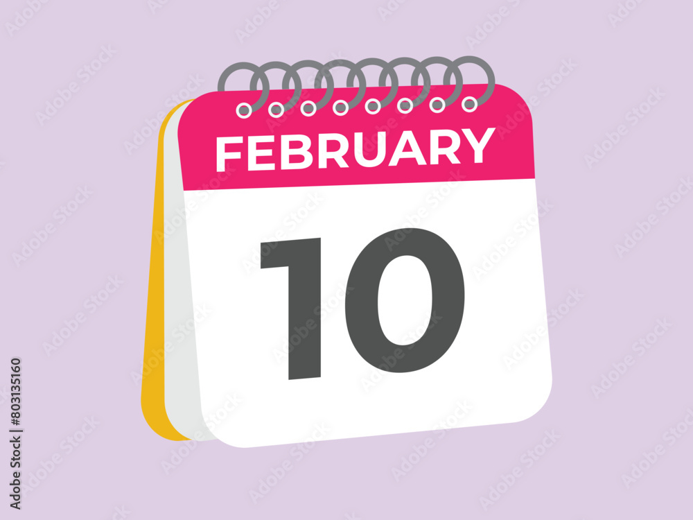 February 10 calendar reminder. 10 February daily calendar icon template. Calendar 10 February icon Design template. Vector illustration
February 10 calendar reminder. 10 February daily calendar icon template. Calendar 10 February icon Design template. Vector illustration