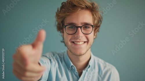 Smiling Man Giving Thumb Up