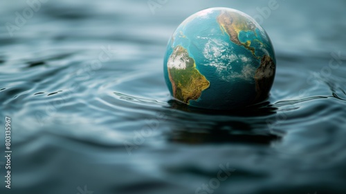 Saving water and world environmental protection concept. Eearth, globe, ecology, nature, planet concepts created by ai
