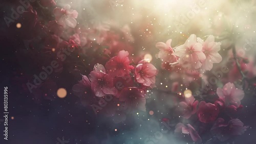 Flowers with pollens in the air - Cherry blossom  photo